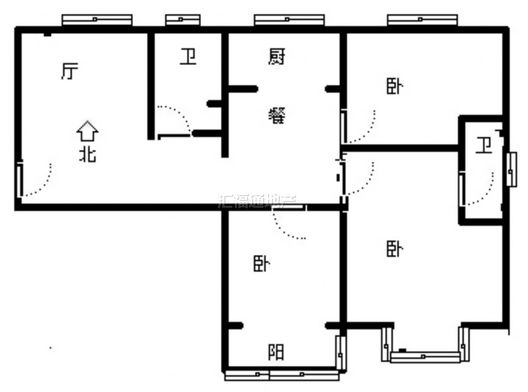 水岸花城3室2厅2卫户型图