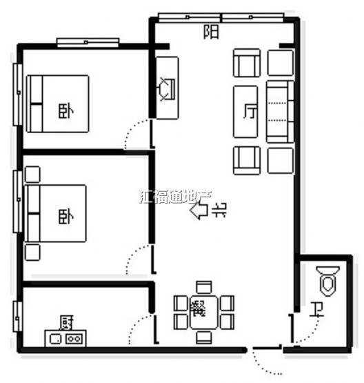 公园壹号2室2厅1卫户型图