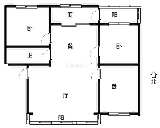 联合小区四号院3室2厅1卫户型图