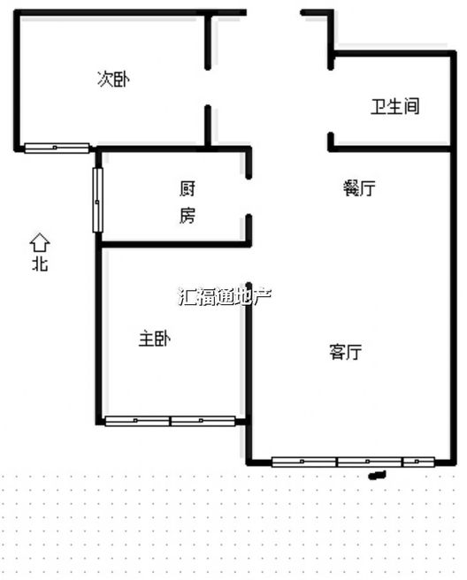 鹏渤印象城·牛津花园2室2厅1卫户型图