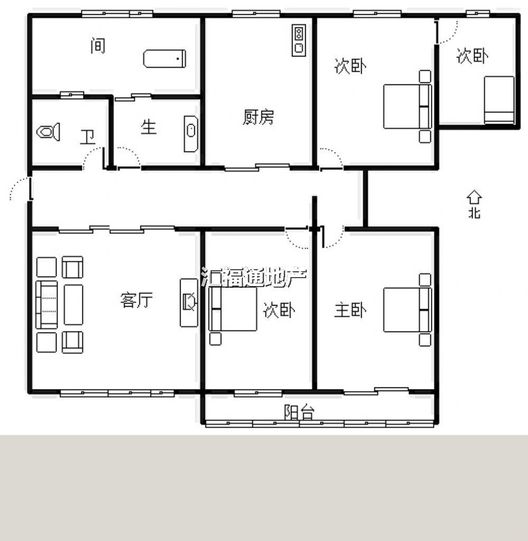 华阳建行小区4室2厅2卫户型图