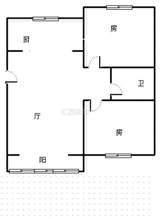 高铁新干线2室2厅1卫户型图