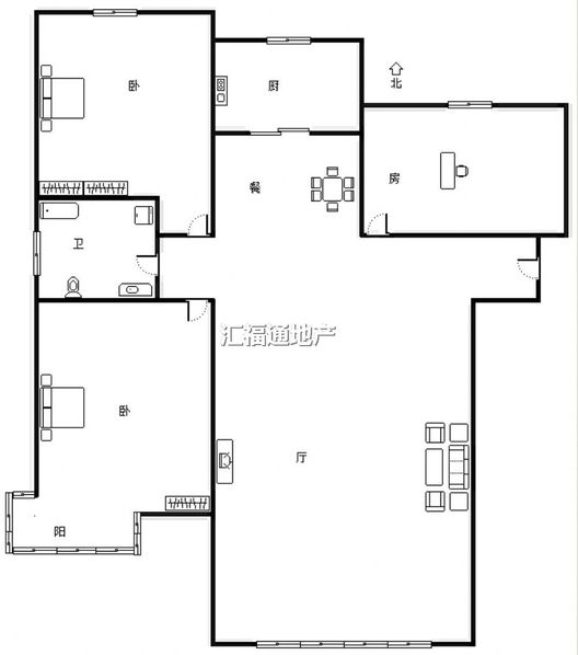 K2狮子城3室2厅1卫户型图