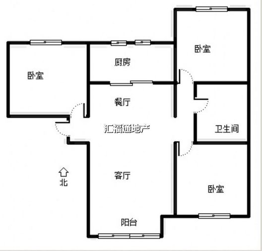 K2狮子城3室2厅1卫户型图