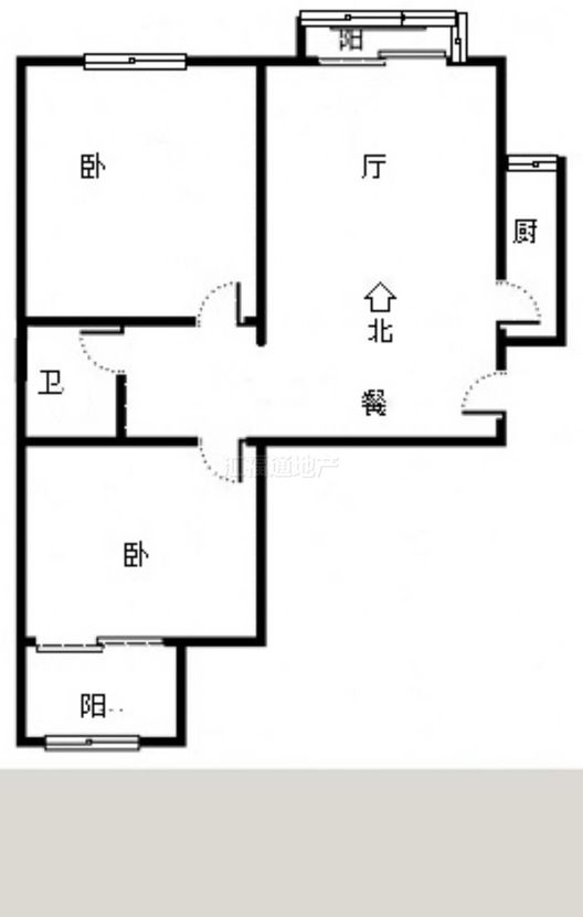 名流美域2室2厅1卫户型图