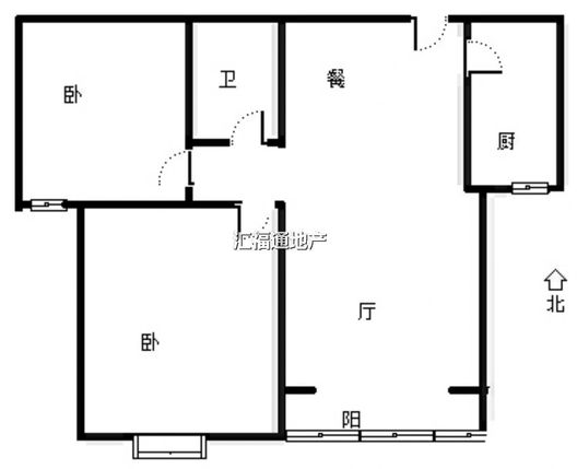 北京理想城2室2厅1卫户型图