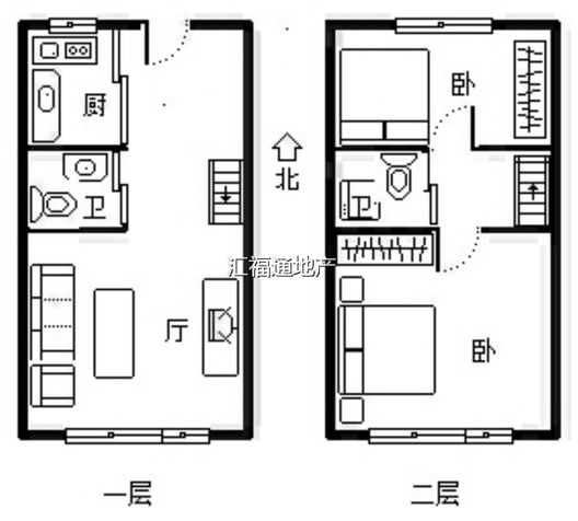 鹏渤印象城·牛津花园2室2厅2卫户型图