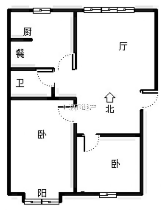 鹏润四季花园2室2厅1卫户型图