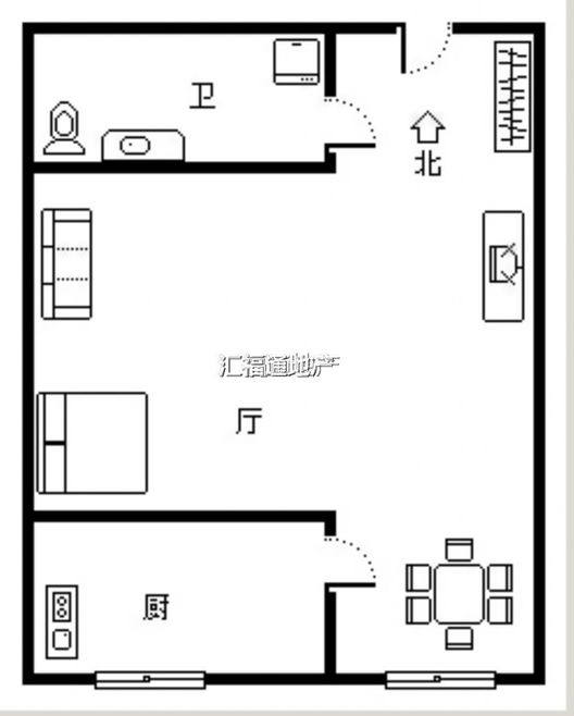 名流美域1室1厅1卫户型图