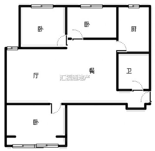 联合一号院3室2厅1卫户型图