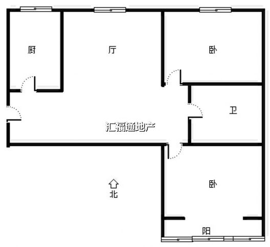 水岸花城2室1厅1卫户型图