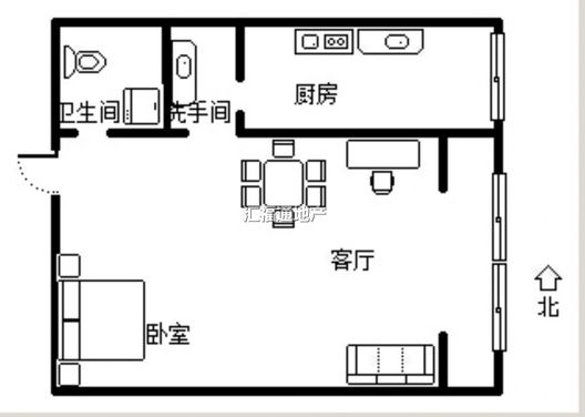 怡安馨居1室1厅1卫户型图