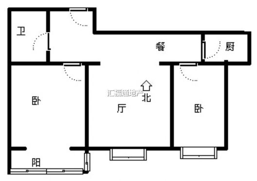 水岸花城2室1厅1卫户型图