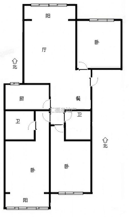鸿盛凯旋门3室2厅1卫户型图