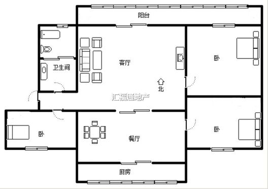 东兴小区（西院）3室2厅1卫户型图