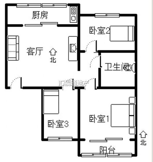 天龙小区（一期）3室2厅1卫户型图