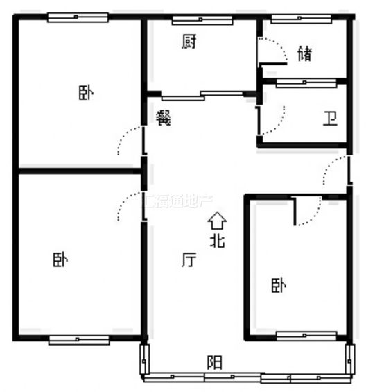 联合小区四号院3室2厅1卫户型图