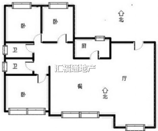 高铁新干线3室2厅2卫户型图