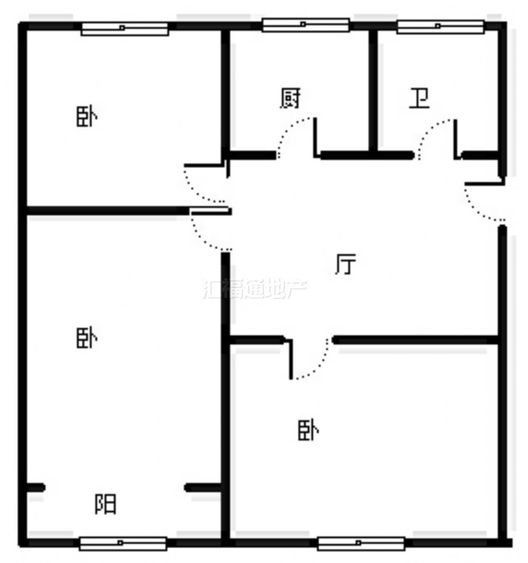 地质总局南院2室1厅1卫户型图