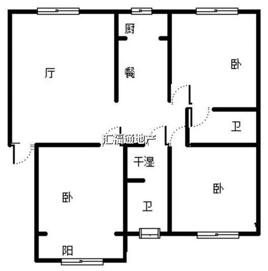 温馨小区3室2厅1卫户型图