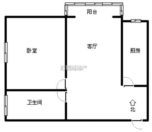 水岸花城1室2厅1卫户型图