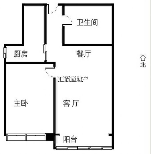 香邑溪谷玫瑰园1室2厅1卫户型图