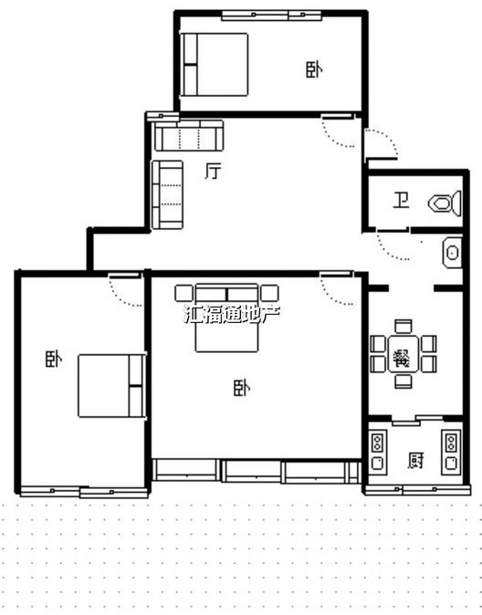 铁道部建厂局家属楼3室1厅1卫户型图