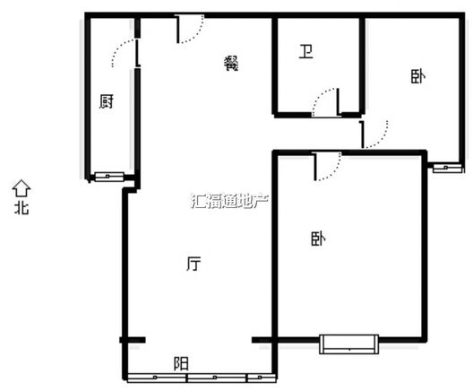 北京理想城2室2厅1卫户型图
