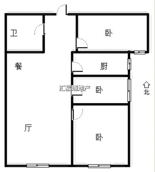 鸿坤理想湾3室1厅1卫户型图