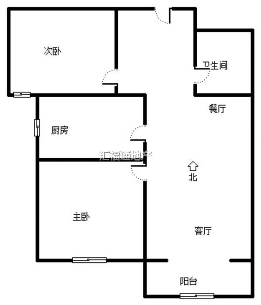 鹏渤印象城·牛津花园2室1厅1卫户型图