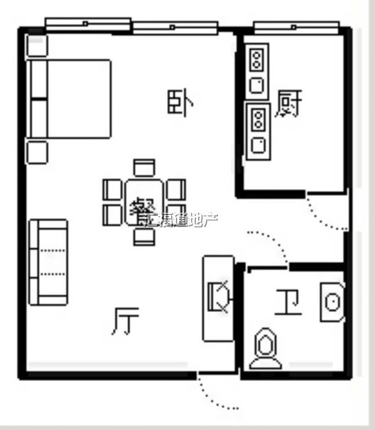 汇元和顺1室1厅1卫户型图