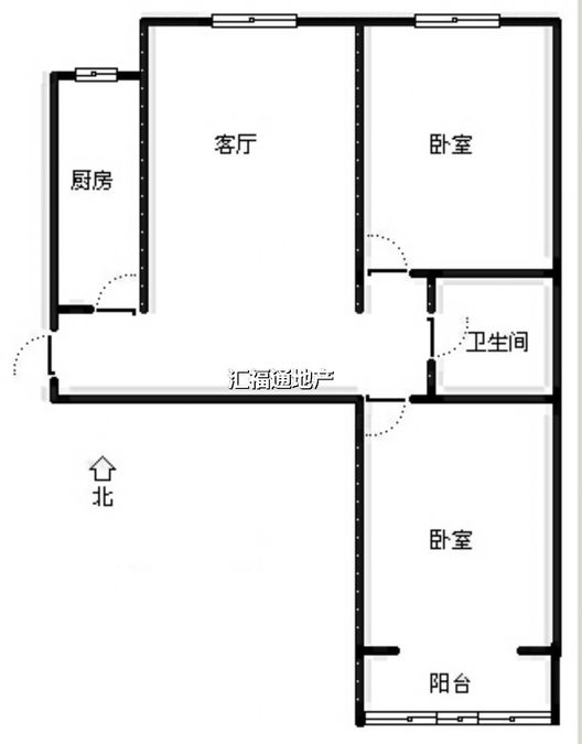 水岸花城2室1厅1卫户型图