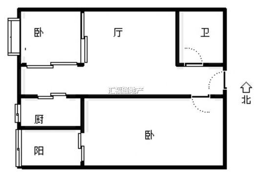 汇元新天地2室1厅1卫户型图