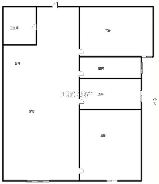 鸿坤理想湾3室2厅1卫户型图