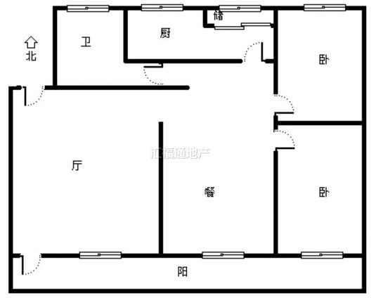 涿州市医院家属院3室1厅1卫户型图