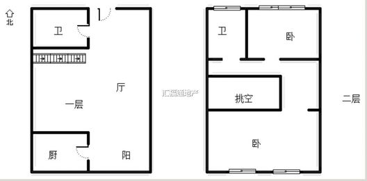 惠友钻石广场（AB座）2室1厅2卫户型图