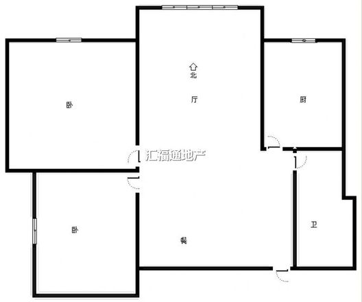 鹏渤印象城·牛津花园2室2厅1卫户型图