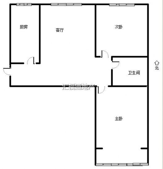 京中美居2室2厅1卫户型图