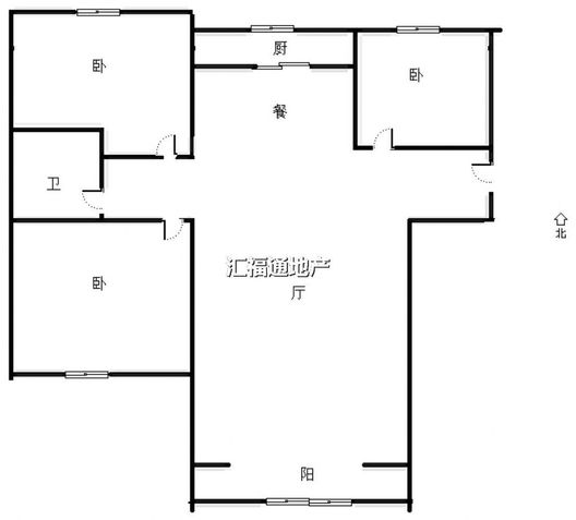 K2狮子城3室2厅1卫户型图