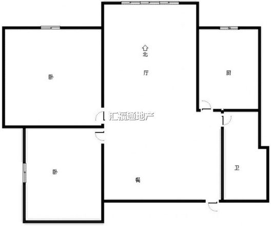 鹏渤印象城·牛津花园2室2厅1卫户型图