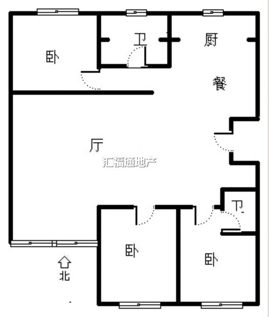 名流城市尊邸3室2厅2卫户型图