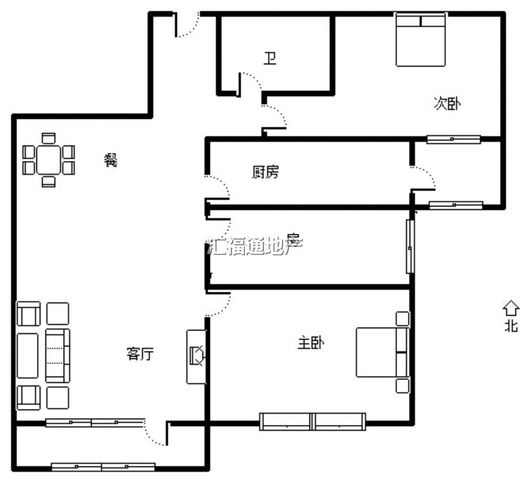 华融现代城3室2厅1卫户型图