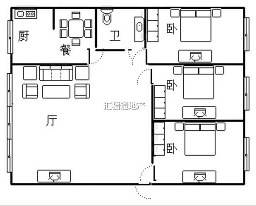 范阳水电小区3室2厅1卫户型图