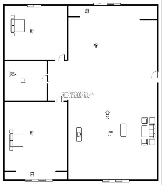 天龙小区（一期）2室2厅1卫户型图