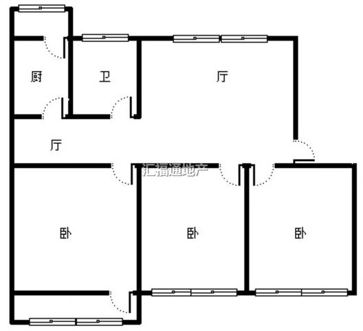 涿州市党校家属院3室1厅1卫户型图