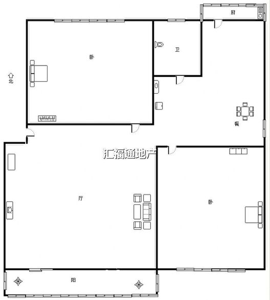 建厂局设计院家属楼2室2厅1卫户型图