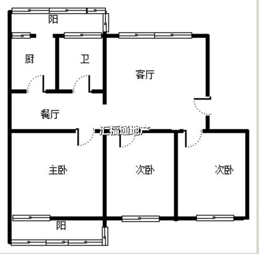 双塔中学小区3室2厅1卫户型图