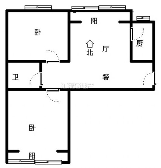 水岸花城2室1厅1卫户型图
