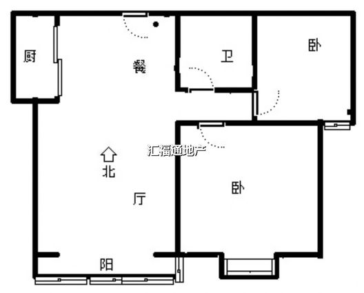 水岸花城2室1厅1卫户型图
