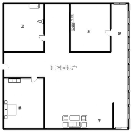 汇元四季橙1室1厅1卫户型图